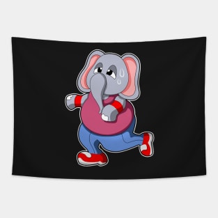 Elephant at Fitness - Jogging with Sweatband Tapestry