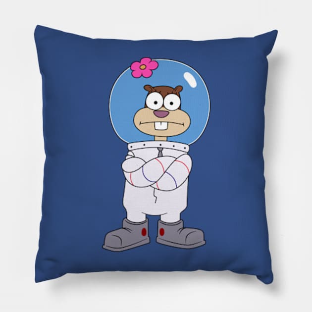 Squirrel Sandy Cheeks from Spongebob stands with his hands folded. meme 2022 Pillow by 2dsandy