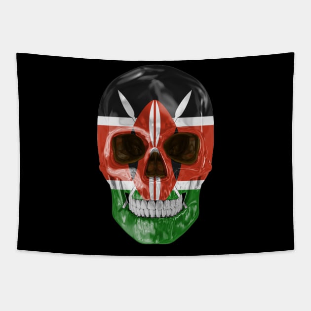 Kenya Flag Skull - Gift for Kenyan With Roots From Kenya Tapestry by Country Flags