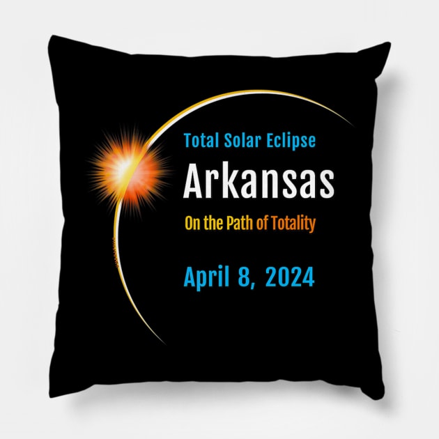 Arkansas AR Total Solar Eclipse 2024 Pillow by nadenescarpellos