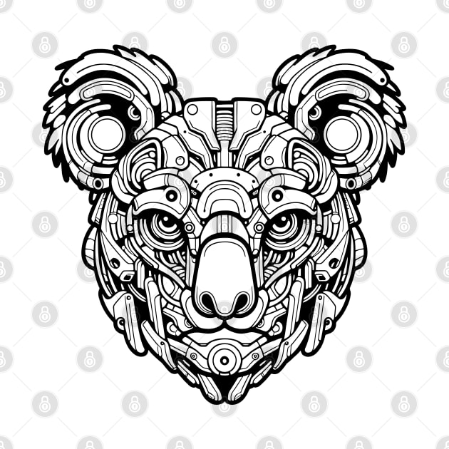 Biomechanical Koala: An Advanced Futuristic Graphic Artwork with Abstract Line Patterns by AmandaOlsenDesigns