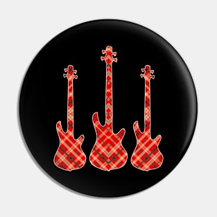 Red Black Plaid Matching Christmas Pattern Bass Player Pin