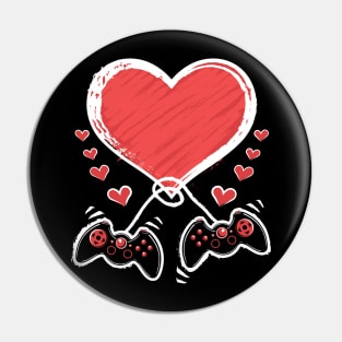 Video Gamer Heart Controller Valentines Day Pin