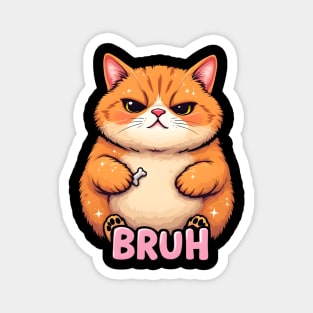 Grumpy "Bruh" Cat: Funny Meme Magnet
