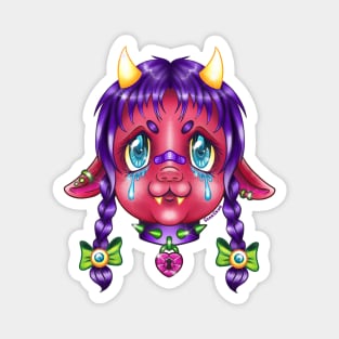 Pierced tattooed demon crying sad girl Magnet