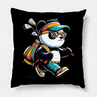 Golf Novelty Panda in Sunglasses Golfing Funny Golf Pillow
