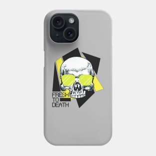 Skull with Sunglasses - Fresh to Death (lime green) Phone Case