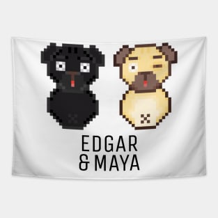 Pug Edgar & Maya Black Tapestry