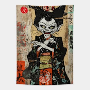 A Japanese Ghost Youkai Horror Art Tapestry