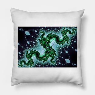 Green Dragon Fractal Pillow