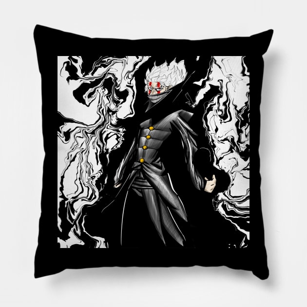 okarun in turbo ginny powers in ecopop dark style art Pillow by jorge_lebeau