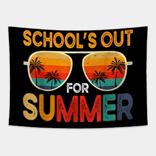 Retro Schools Out For Summer Last Day Of School Teacher Boy Tapestry