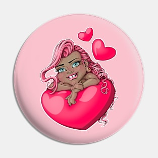 Girl in love pink hair gray eyes Pin