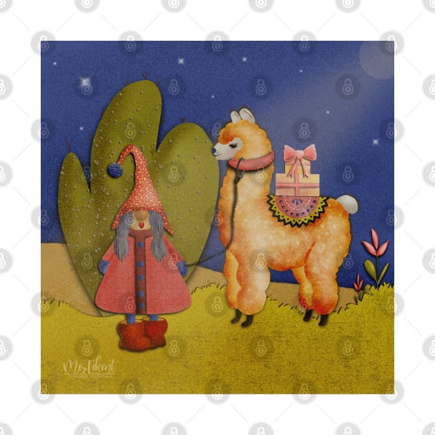 Lady Gnome leading llama through the night by MoTekent