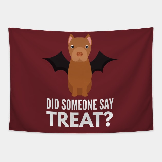 American Pitbull Terrier Halloween Trick or Treat Tapestry by DoggyStyles