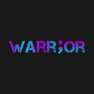 Mental Health Awareness - Warrior Semicolon Teal & Purple Vintage Gradient T-Shirt