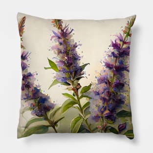 Anise Hyssop Watercolor Design Pillow