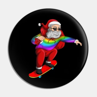 Christmas Pride Rainbow Santa Skateboarding Pin