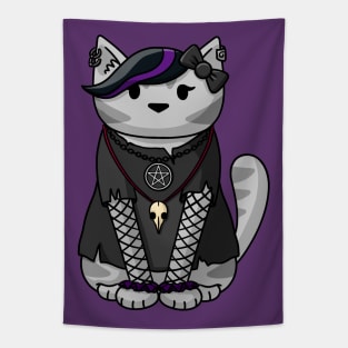 Goth Tabby Cat Tapestry