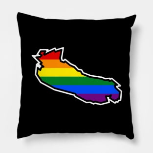 Gabriola Island Silhouette - Traditional Pride Flag Rainbow Colours - Gabriola Island Pillow