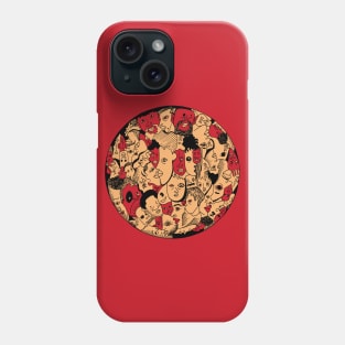 Red and Cream Many Faces Phone Case