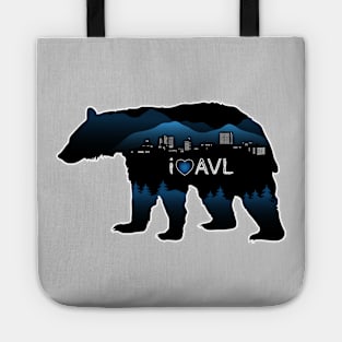 I Love AVL - Black Bear Cityscape - GreyBG 25 Tote