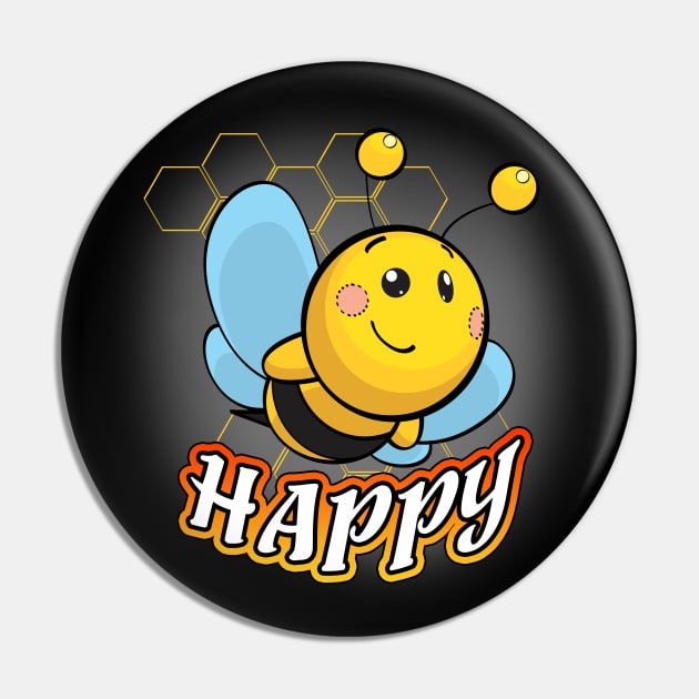 Bee Happy Pun Pin by Shawnsonart