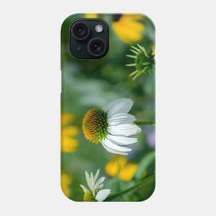 White coneflowers in a garden Phone Case