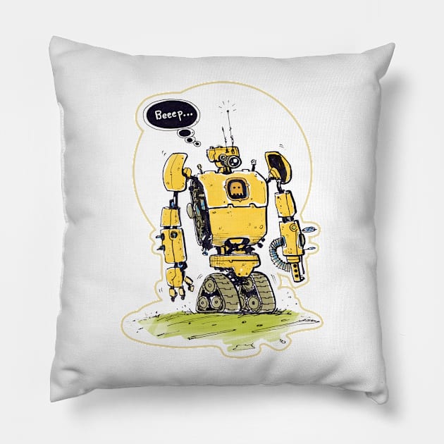 Robot beep Pillow by INKSPACE