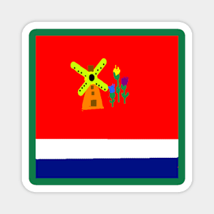 Sporty Netherlands Design on Green Background Magnet