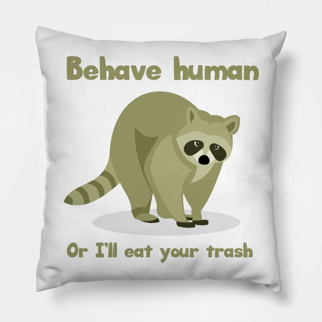 The Trash Eater Raccoon Pillow by Mandra