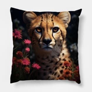 Cheetah Floral Pillow