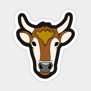 Hand Drawn Cow with brown and white fur Magnet