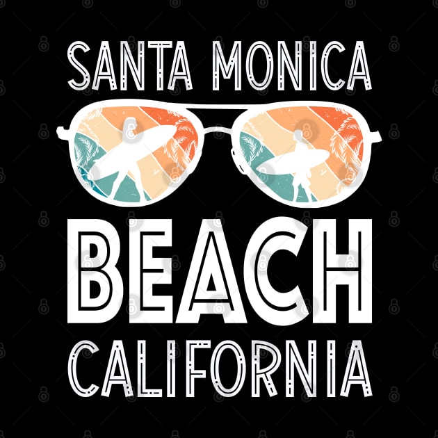 Santa Monica California Surfing Sunglasses Tropical Summer by T-Shirt Dealer