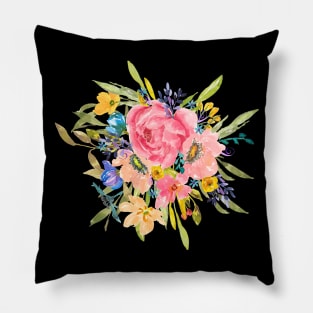 Watercolor Rose Floral Spray Pillow