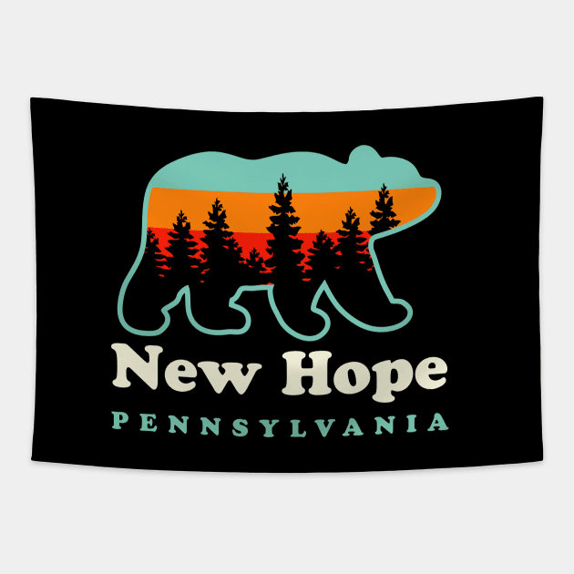 New Hope Pennsylvania Hiking Camping Bear Tapestry by PodDesignShop