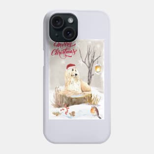 White Afghan Hound Merry Christmas Santa Dog Phone Case