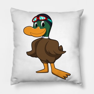 Duck at Swimming with Swimming goggles Pillow