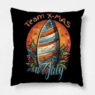 Surf's Up, Santa | Team X-Mas 'Christmas in July' T-Shirt Pillow