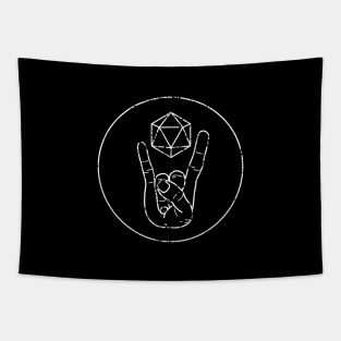 D20 Heavy Metal Devil Horns Tapestry