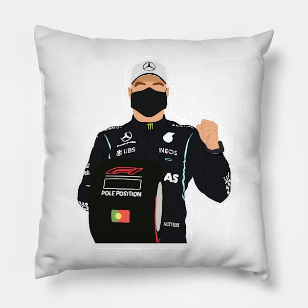 Valtteri Bottas with his pole position award for the 2021 Portugese Grand Prix Pillow by royaldutchness