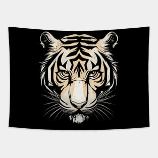 Tiger Head Vintage , beige and black Tapestry