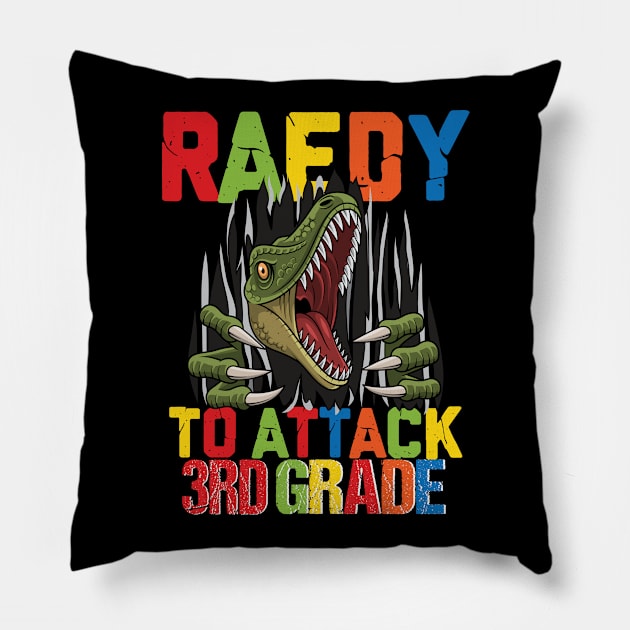 Funny Ready To Attack 3rd Grade Shark First Day of School Gifts Kids Pillow by smtworld