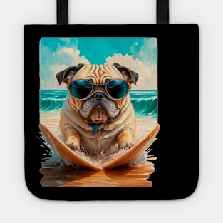 Pug on the beach Surf Tote