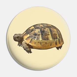 Side View of A Young Wild Tortoise Cartoon Cut Out Pin