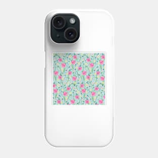 Summer Meadow Floral Nature Teal Illustration Phone Case