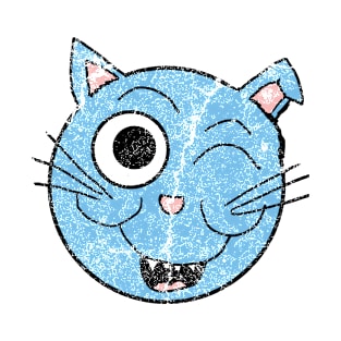 Vintage Blue Cat head 4 T-Shirt