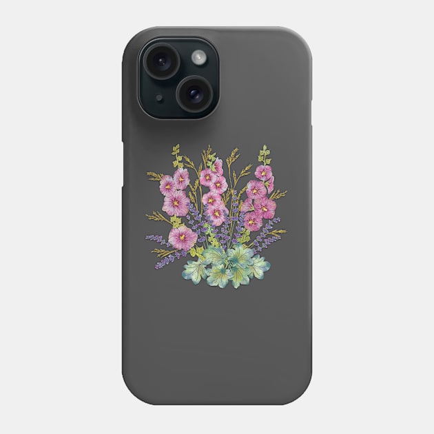 Summer Hollyhocks Phone Case by lottibrown