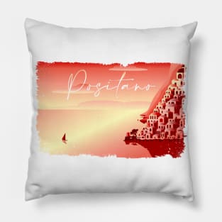 Minimalistic Positano at Sunset Pillow