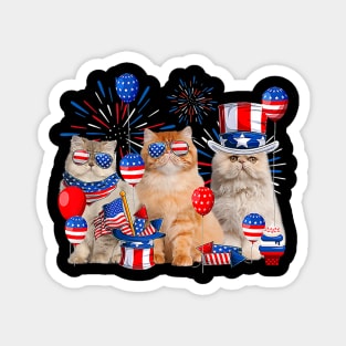 Three Cat Patriotic USA Cat Lovers Cat Happy 4th Of July Magnet